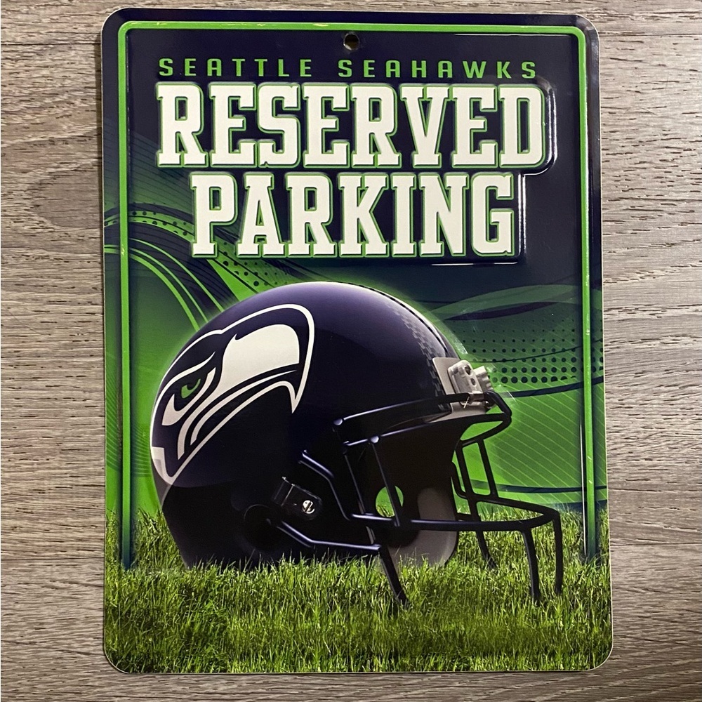 Seattle Seahawks Reserved Parking Metal Sign | NFL Fan Garage Man Cave - Picture 2 of 2